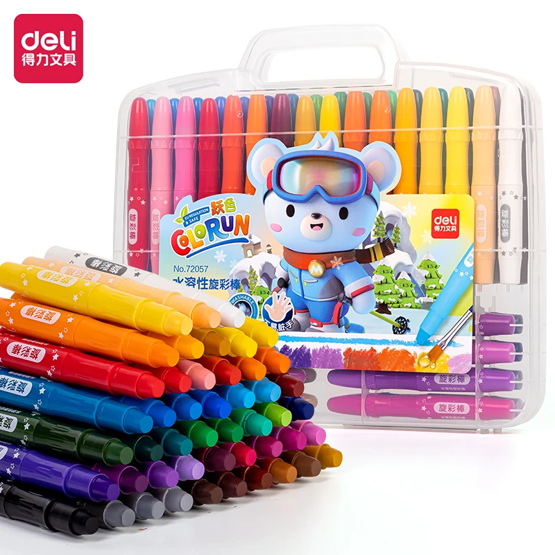 Deli/得力72057_PP盒装大容量水溶性旋彩棒48色/盒