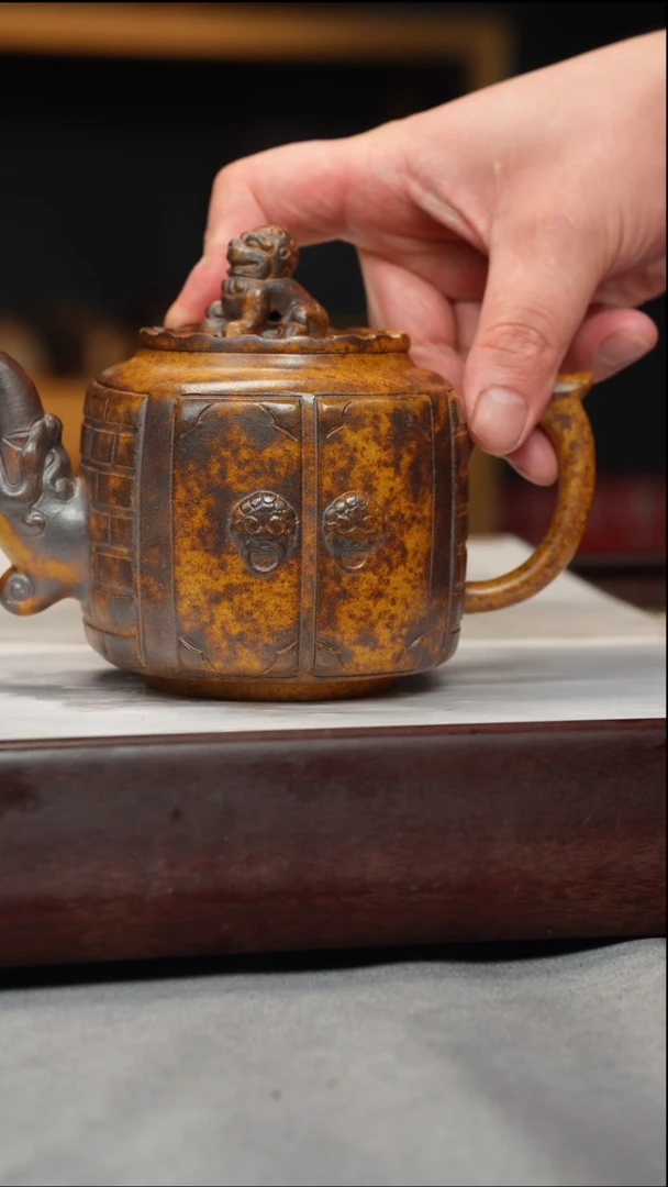 【闪购商品】紫砂茶壶龙骨金砂 大宅门 刻绘