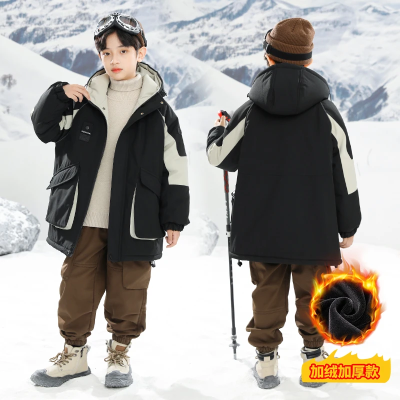 男童加绒加厚派克服外套新款冬季加厚时髦洋气时尚【扶扶虎】D3058