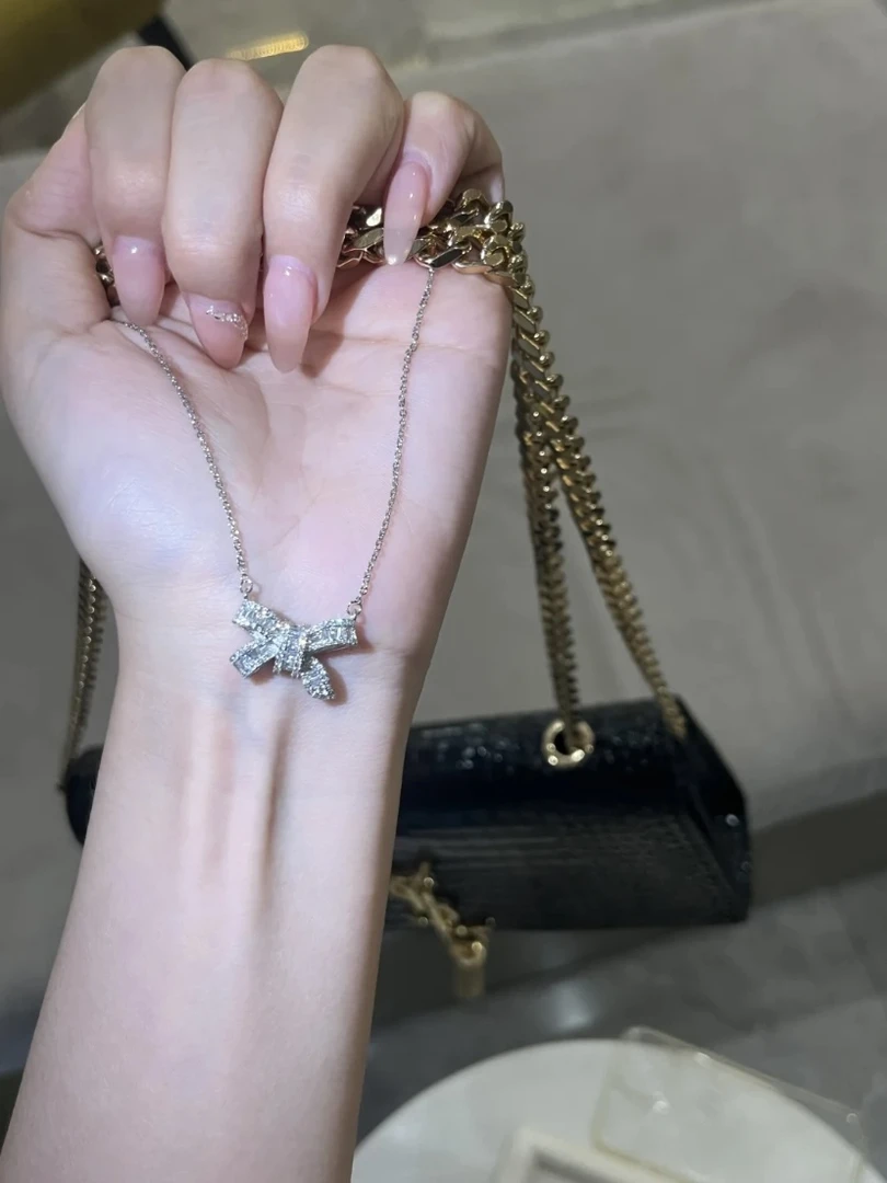 钛钢项链 少女蝴蝶结显嫩项链超仙