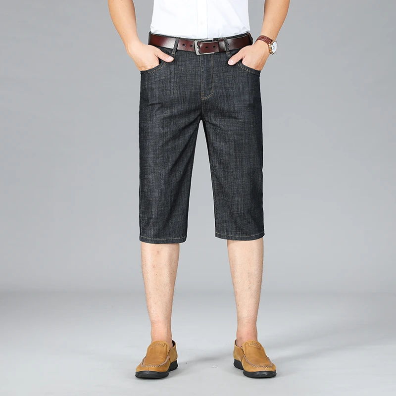 2024年夏季超薄款修身直筒七分牛仔裤男款时尚中裤商务半截短裤子