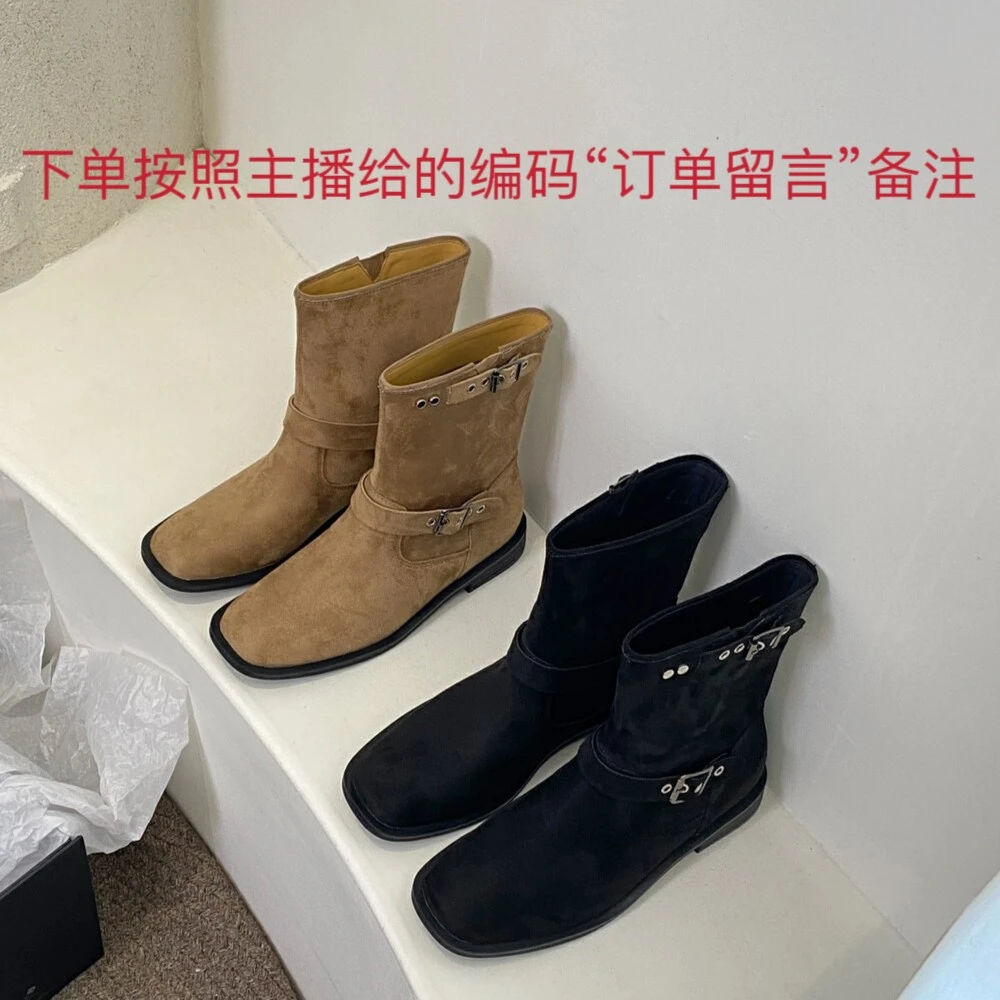 孤品时装短靴毛毛鞋博肯冬季单鞋加绒49.9（按主播报的编码下单）