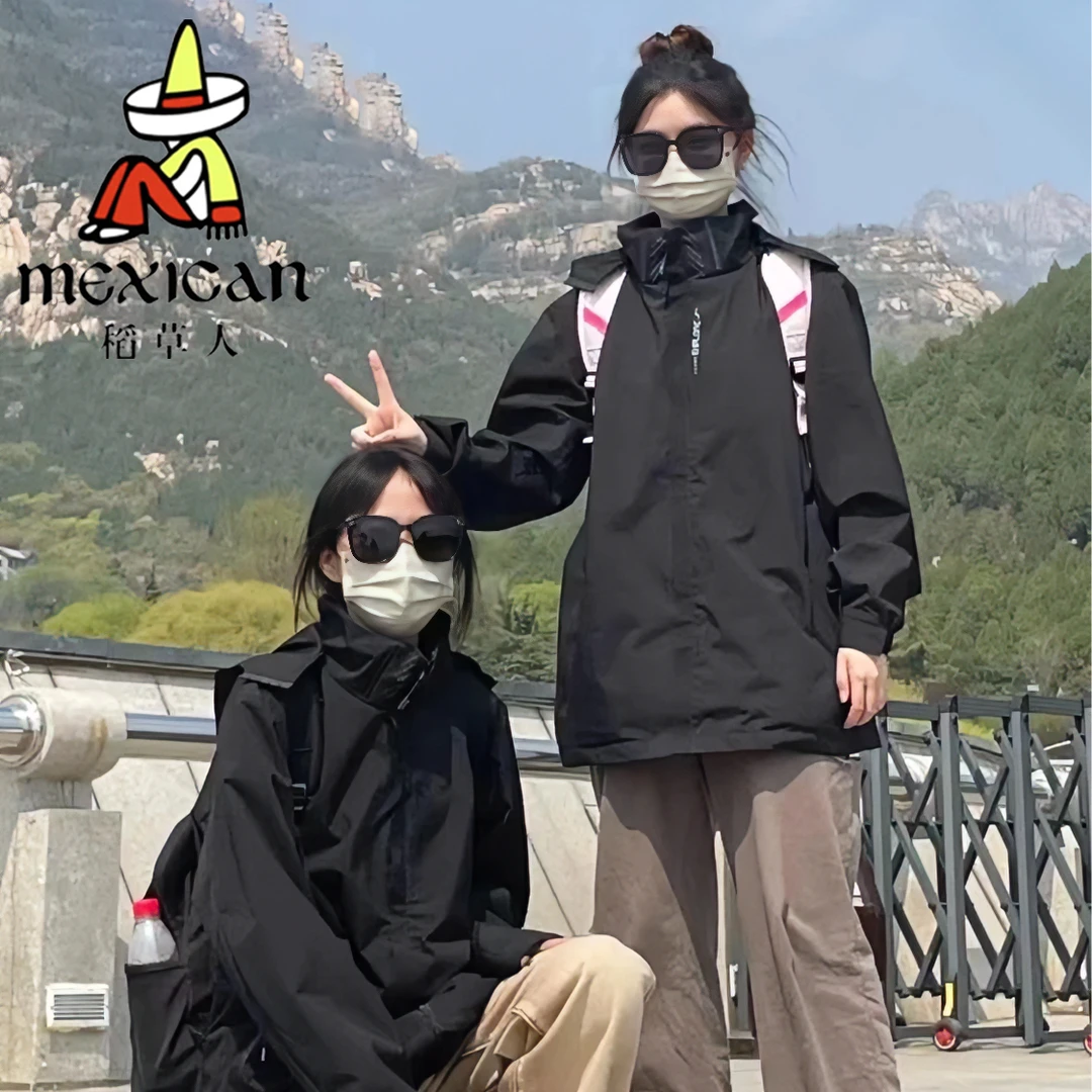 稻草人户外冲锋衣进藏登山夹克防风防水男女情侣小个子可拆卸外套