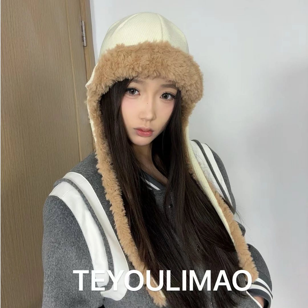 特有礼帽家韩国ins百搭护耳雷锋帽子女秋冬保暖毛绒帽显脸小骑车
