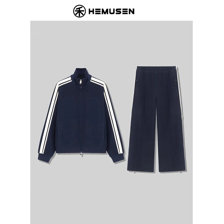 HEmusen奢感呢料套装区分普通运动系老钱风质感高级立领2308W083
