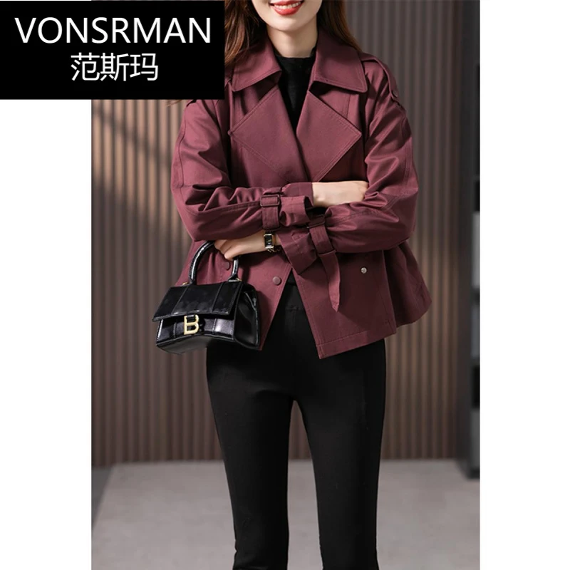 Vonsrman休闲风衣外套女2025秋季新款韩版高级感小个子工装休闲短