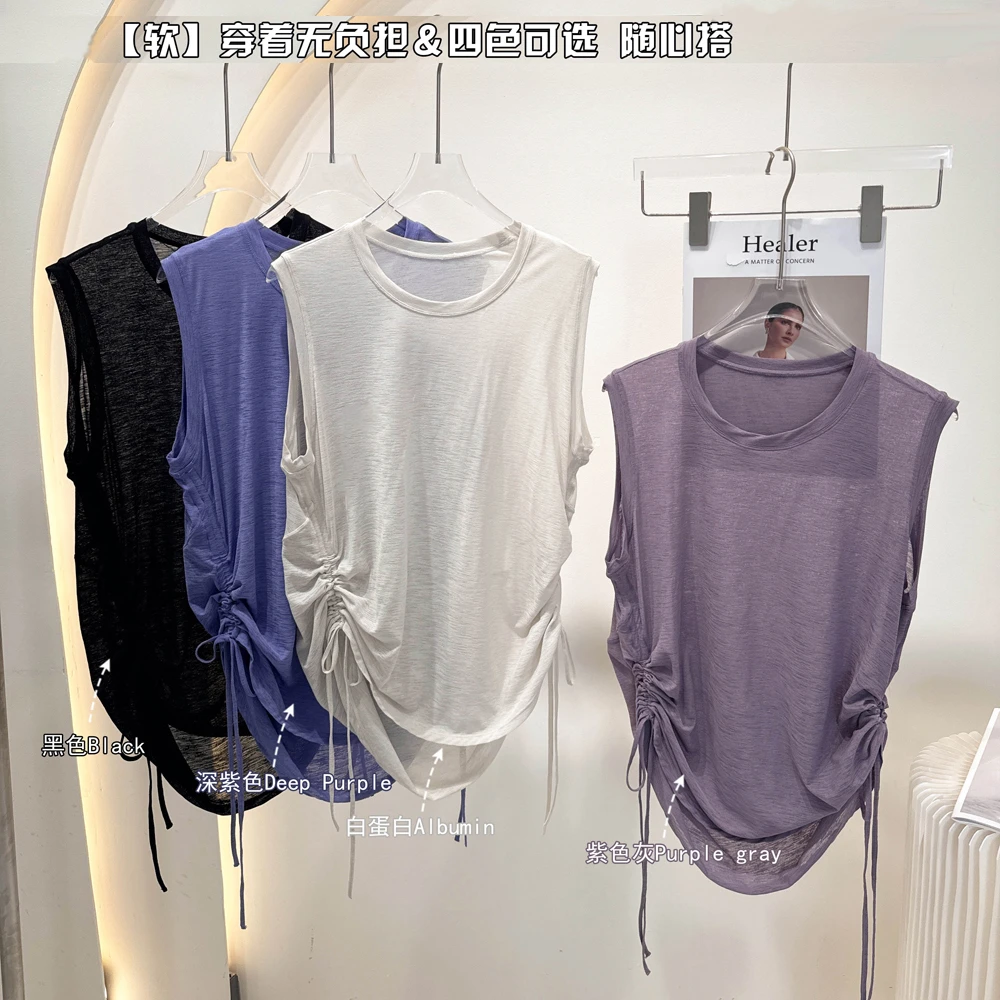 独特时尚魅力~竹节纱透气健身背心bx41004宽松运动上衣瑜伽罩衫