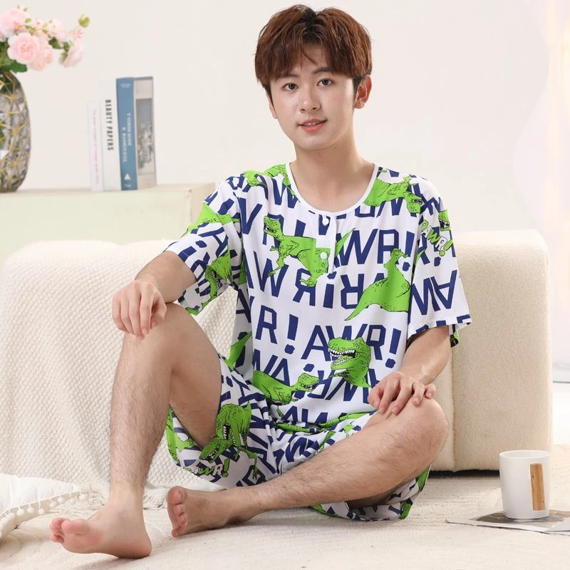 大童棉绸睡衣夏季青少年男童儿童薄款绵绸男孩中大童8-15岁睡衣