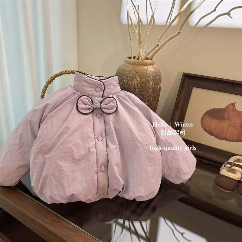 【甜品起司】绝美！韩国童装冬季新款女童夹棉外套洋气纯色棉服棉衣