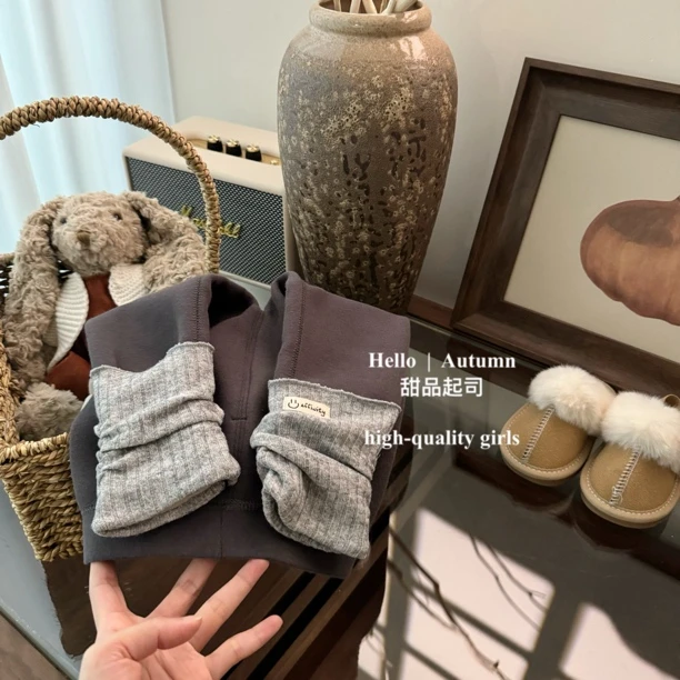 【甜品起司】蚕丝冬款女童加厚羊毛保暖洋气一体600克堆堆打底裤