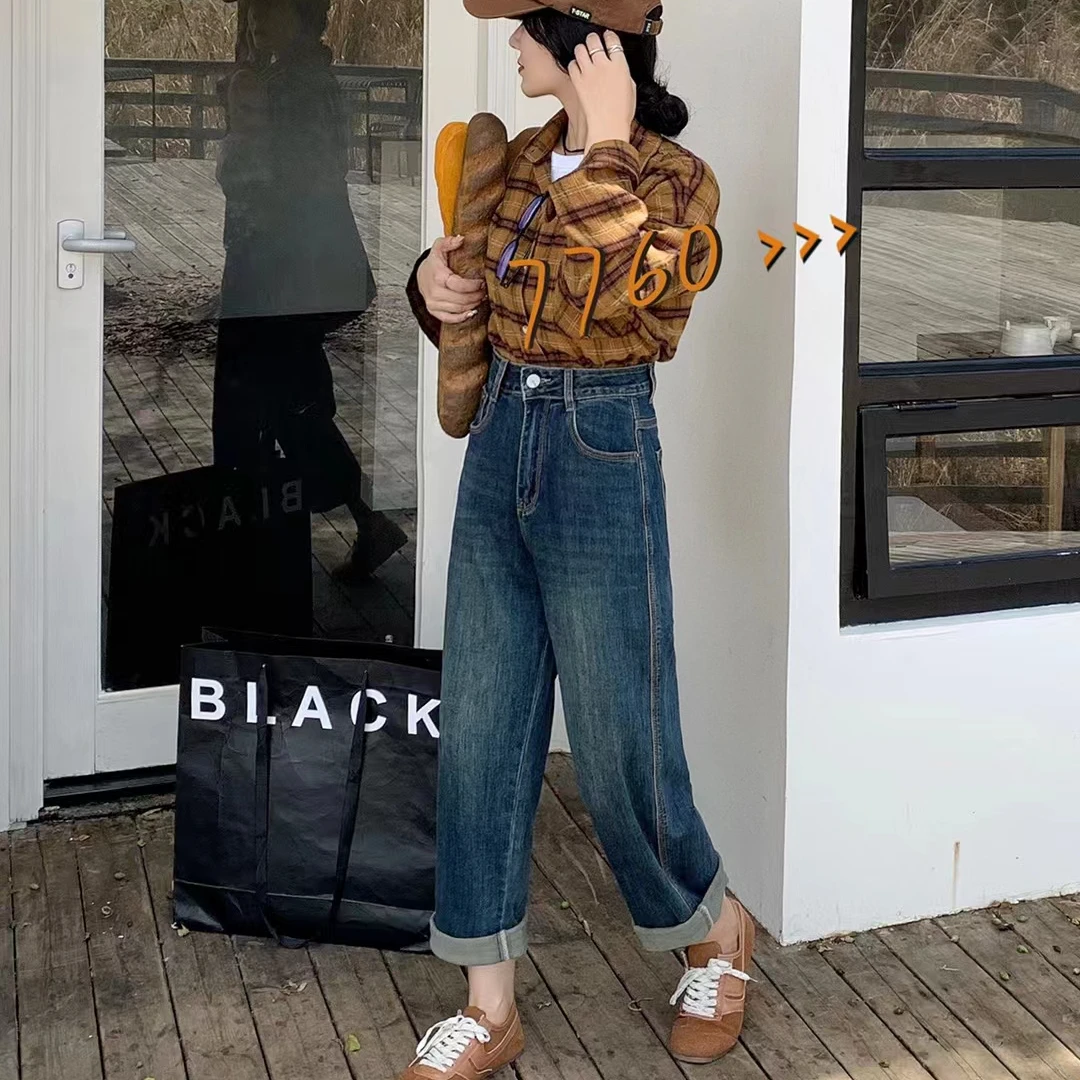 大美「显瘦男友牛仔裤」弹力大回弹性强高腰显瘦牛仔裤 7760