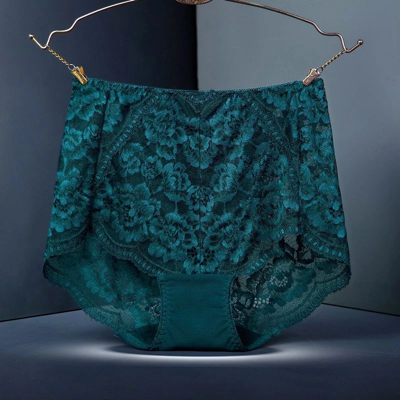 高腰收腹提臀女士内裤蕾丝时尚大码胖mm80-200斤性感镂空无痕透气