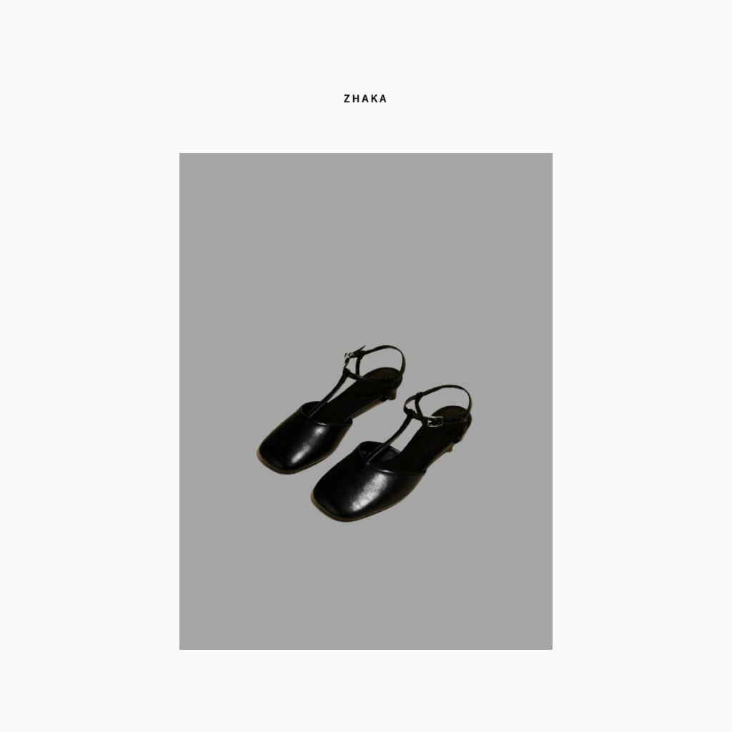 ZHAKA/复古包头猫跟鞋时尚设计感百搭