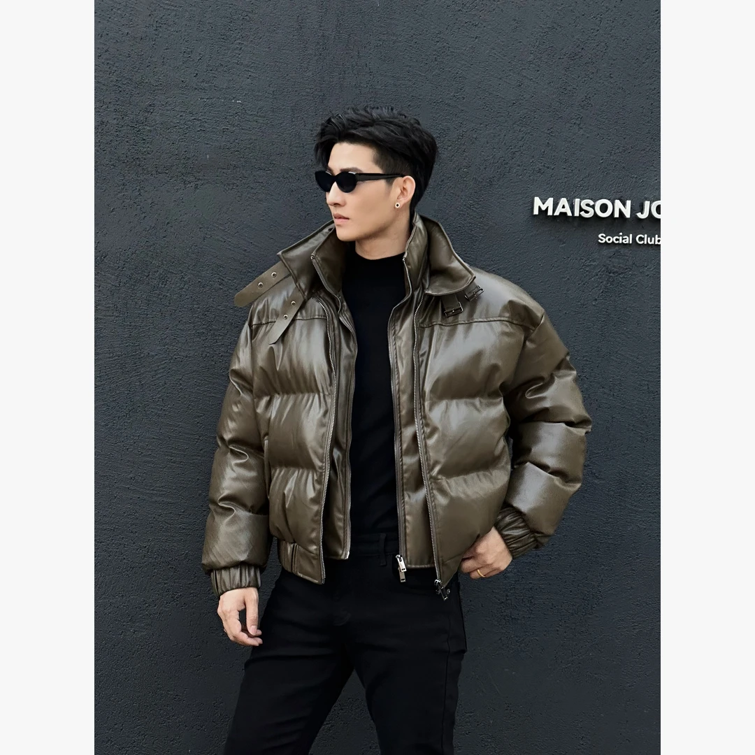 男士双领皮棉服可拆卸短款时尚休闲潮流加厚保暖立领韩版宽松重工