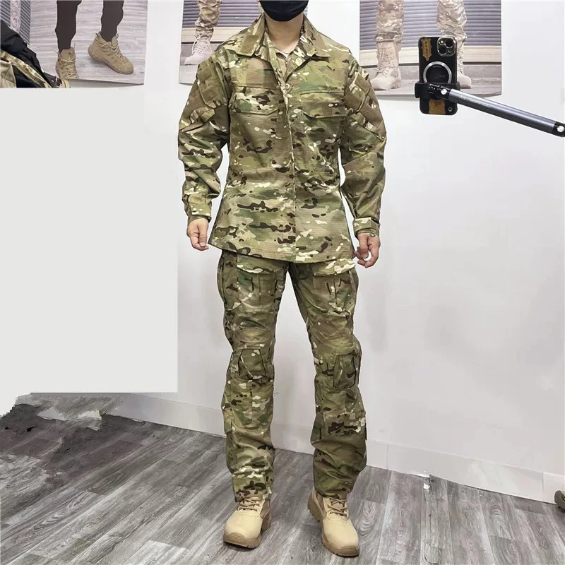 鸟风G3美式迷彩套装两件套防水战术裤多口袋束脚工装登山服冲锋衣