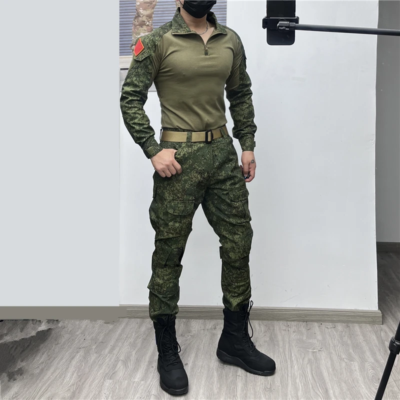 春季户外蛙服战术CS俄罗斯迷彩套装男女安保工地收束脚裤耐磨耐脏