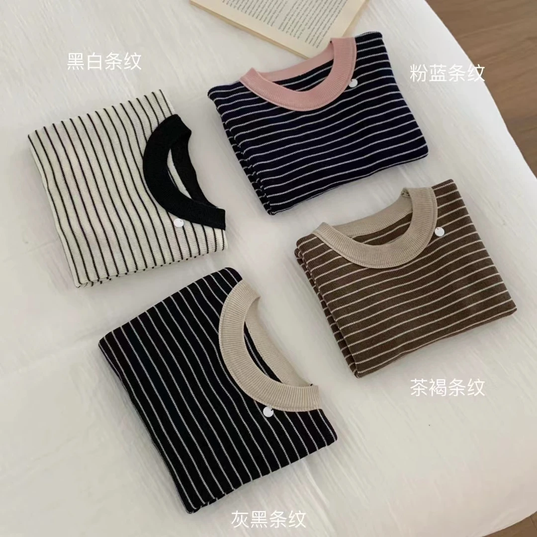 林金亚｜条纹撞色长袖T恤（清仓）