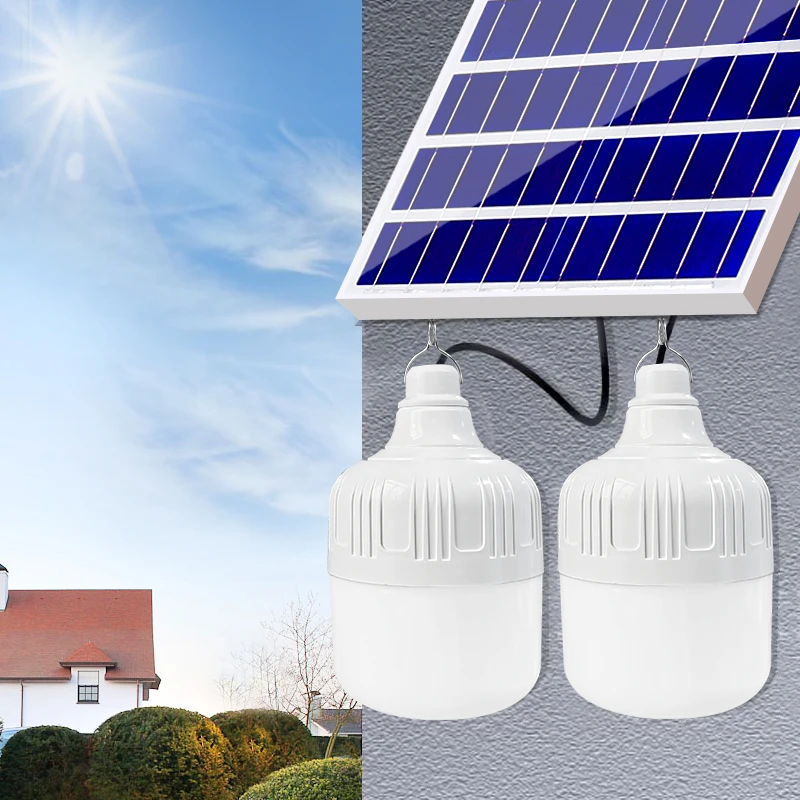 新型太阳能球泡户外庭院挂灯泡家用室内照明分体式吊灯一拖二路灯