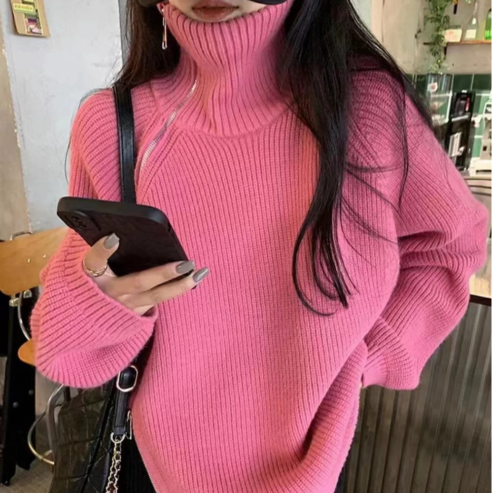 新疆包邮斜拉链网红百搭宽松加厚秋冬韩版时尚休闲运动女款