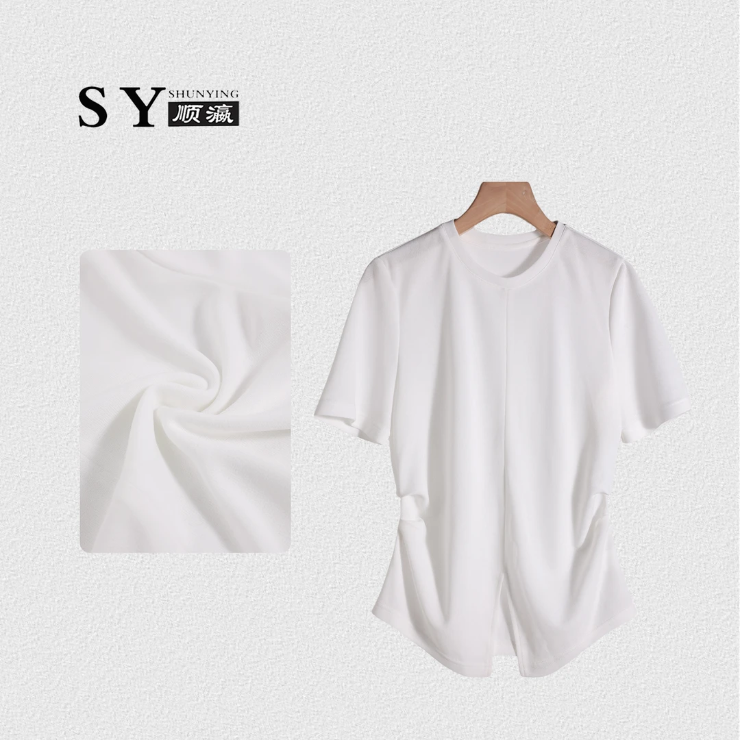 【顺瀛】夏季新款纯色设计感小众开叉别致休闲短袖SY62T801