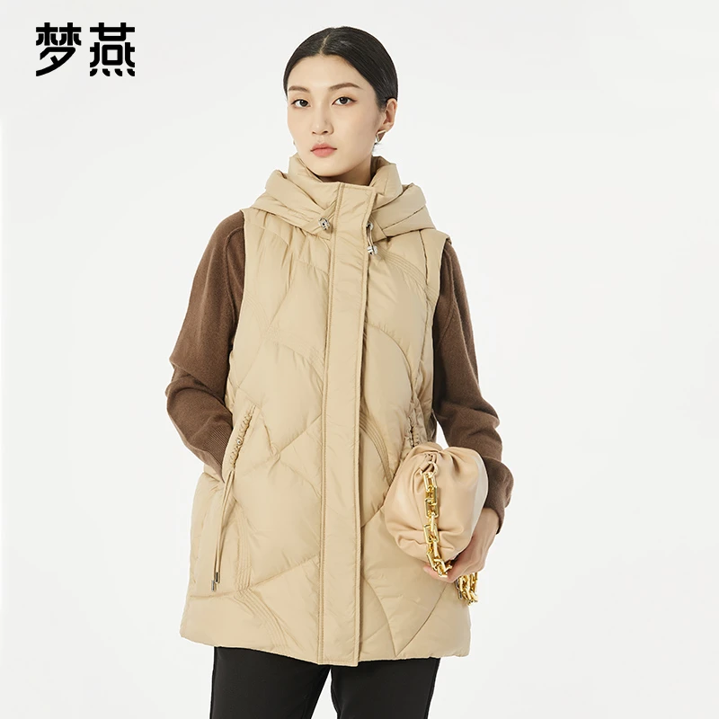 梦燕秋冬季女款韩版宽松背心外穿中长款羽绒马夹外套CY10B3505