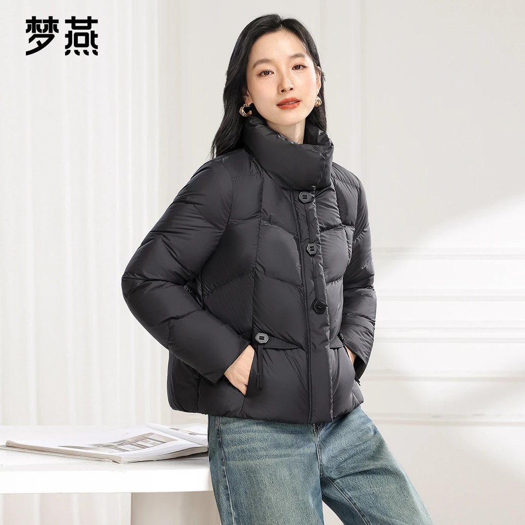 梦燕女冬季新款简洁百搭短款立领羽绒服外套CY11B4525