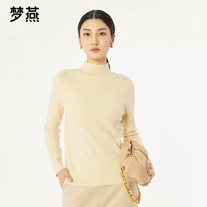 梦燕冬季女款小香风针织圆领长袖百搭打底衫CC02B3015D