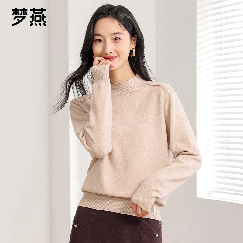 梦燕女款冬季设计感半高领打底百搭套头上衣时尚针织衫CC02B4003
