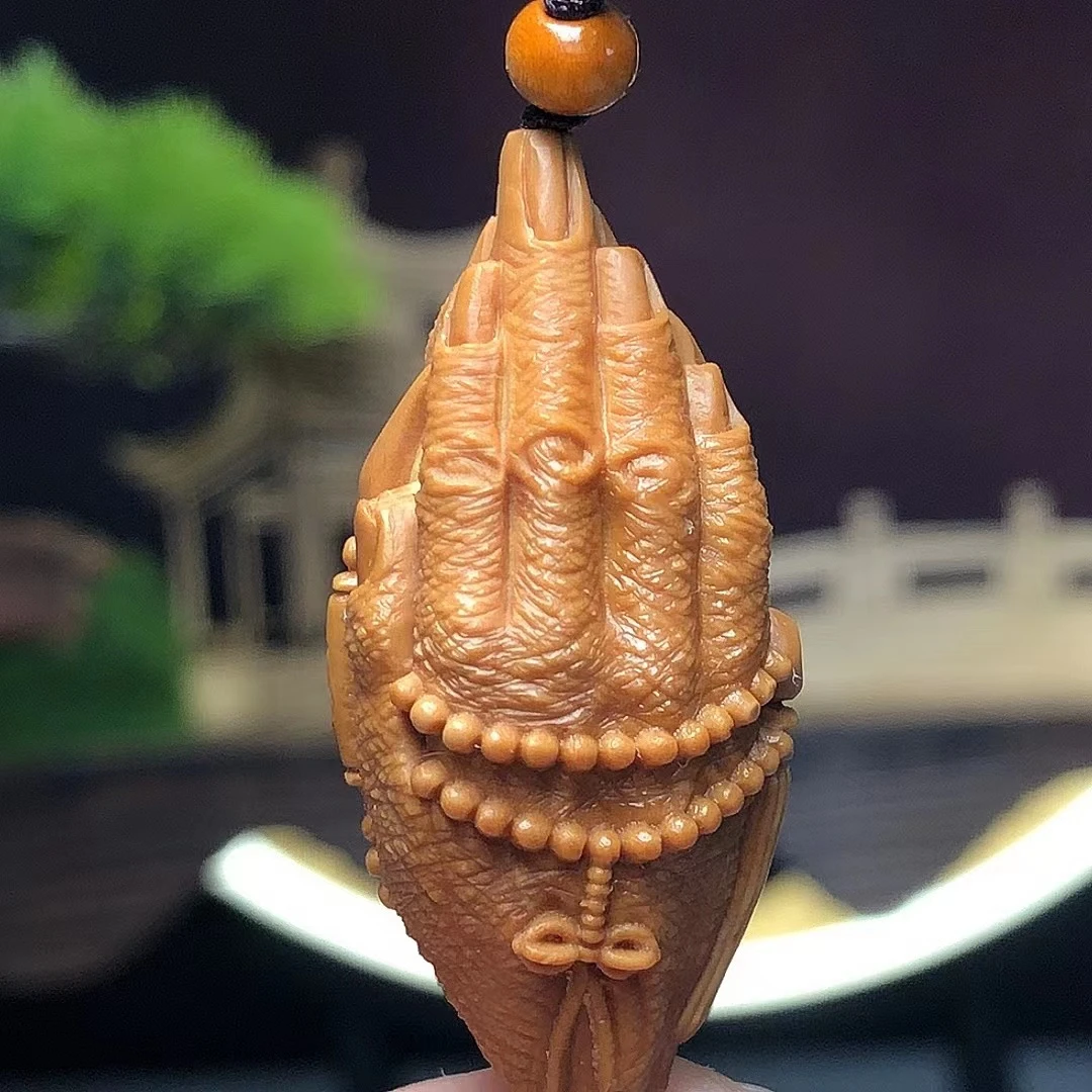 1.9*4.1尺寸 一念佛手吊坠 文玩 纯手工 橄榄核核雕 手工艺品