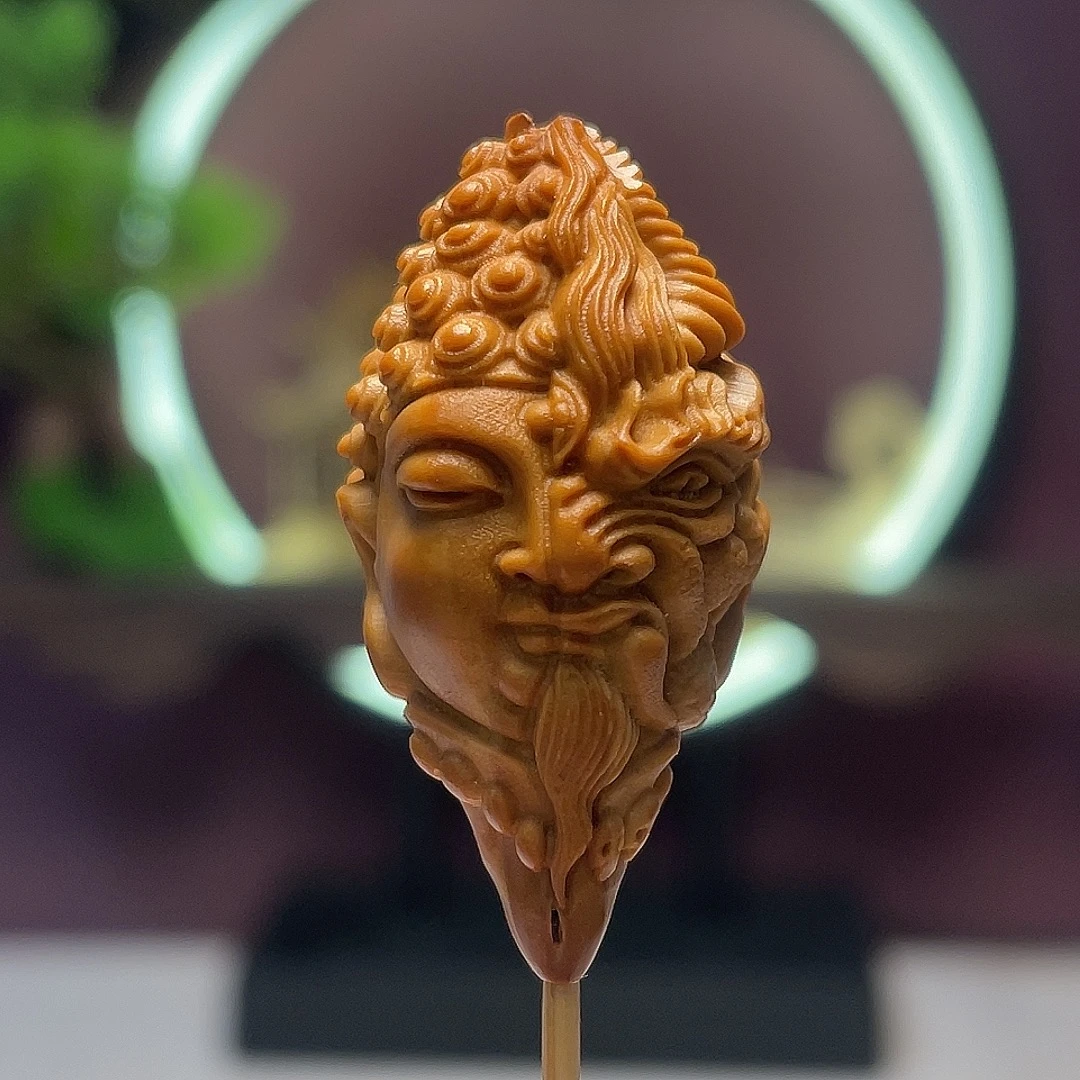 1.9尺寸 佛魔一念 文玩橄榄核 橄榄核核雕 手工艺品文玩橄榄核