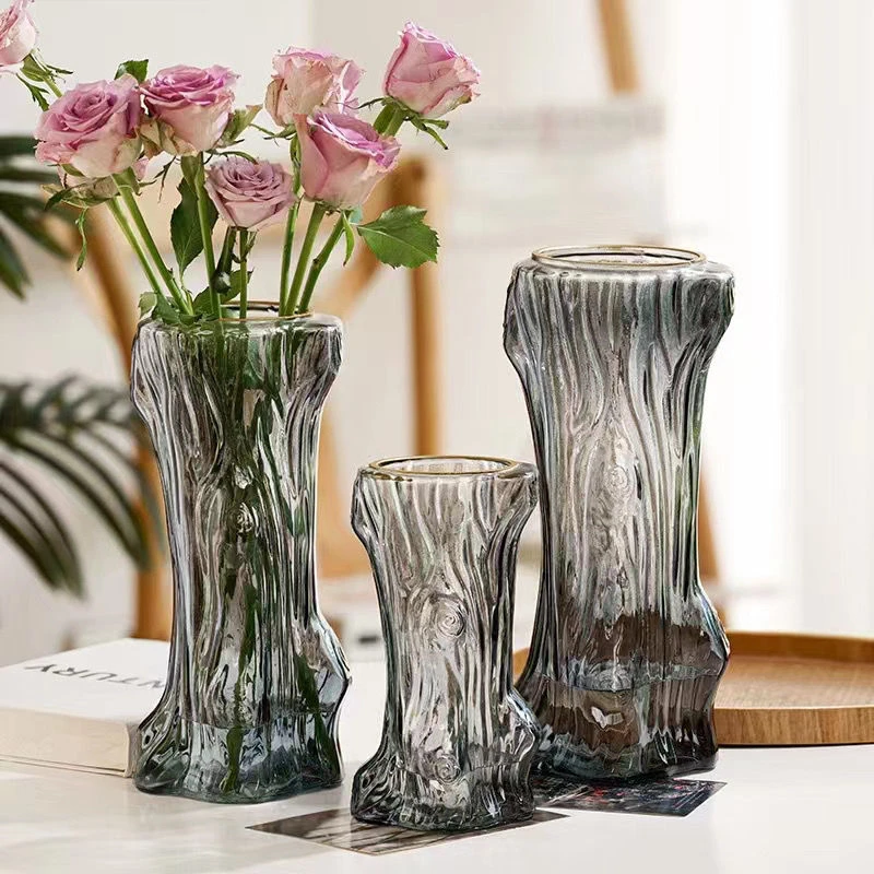 大号超厚透明玻璃花瓶发财树插花客厅装饰摆件高档鲜花水培器皿