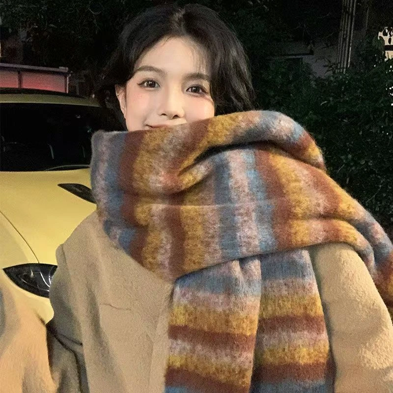 秋冬季美拉德围巾女2024新款保暖氛围感高级情侣格子加厚围脖时尚