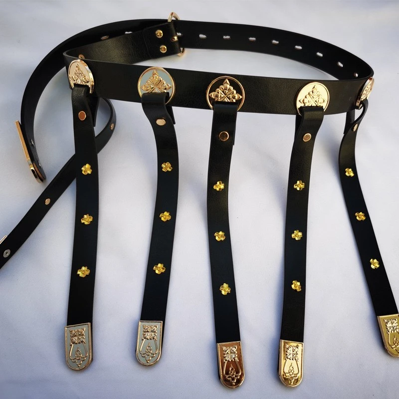 儿童汉服用腰带儿童革带蹀躞带装饰男童女童多边形金属带古风个性