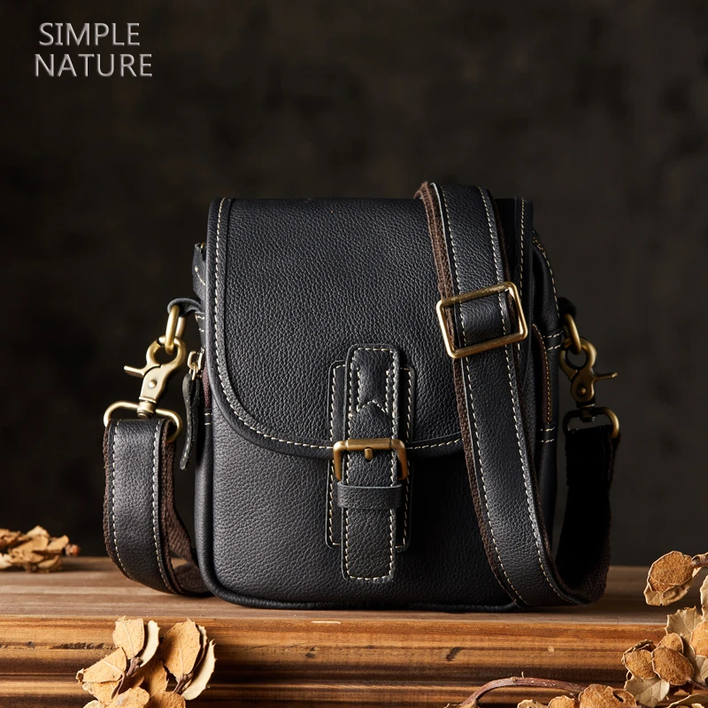 手工牛皮男士单肩斜挎包2024新款穿皮带手机腰挂包休闲运动手机包