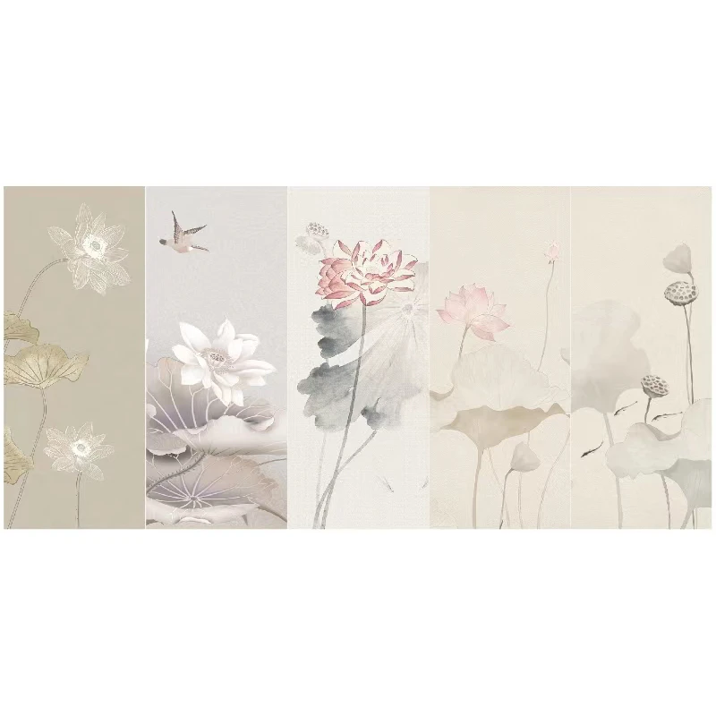 半生熟【荷花手札】宣纸半生熟微喷彩色古风书法小品14*34cm20张