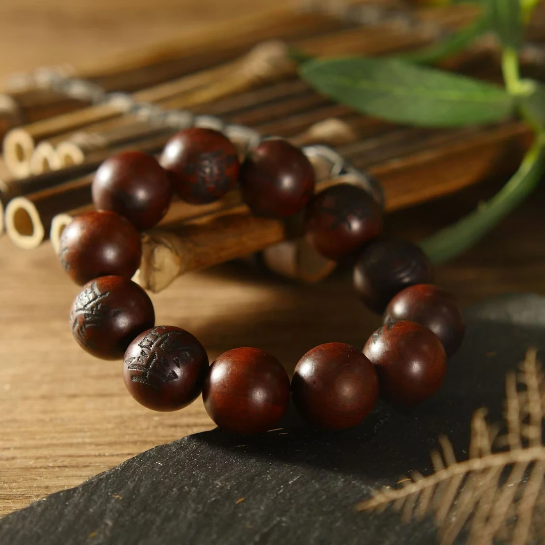 雷击木手串十字天经雷痕念珠佛珠雷击枣木道家流转手饰把玩件