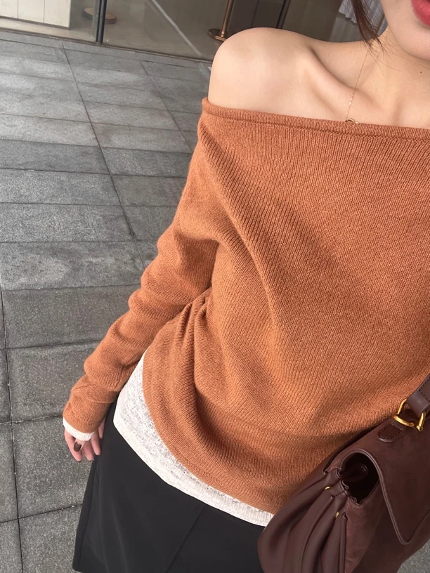 Anhui 新款拼袖设计小众复古韩针织长袖毛衣