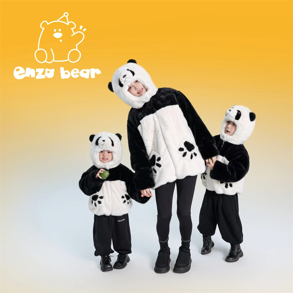 Enzo Bear 花花 成人高定款连帽加绒加厚小熊猫毛毛外套 EZD2412
