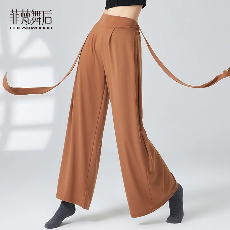菲梵舞后中国古典舞飘逸直筒阔腿裤女夏季新款现代舞蹈裤子