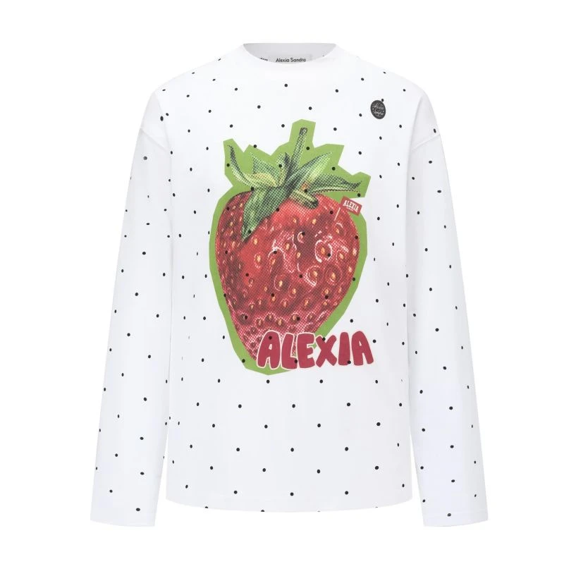 AlexiaSandra印花波点小落肩长袖T恤