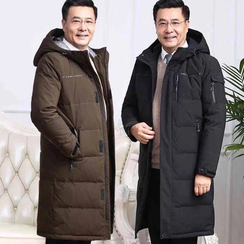 2023新款羽绒服男冬装长款过膝加厚中老年白鸭绒保暖防寒爸爸装