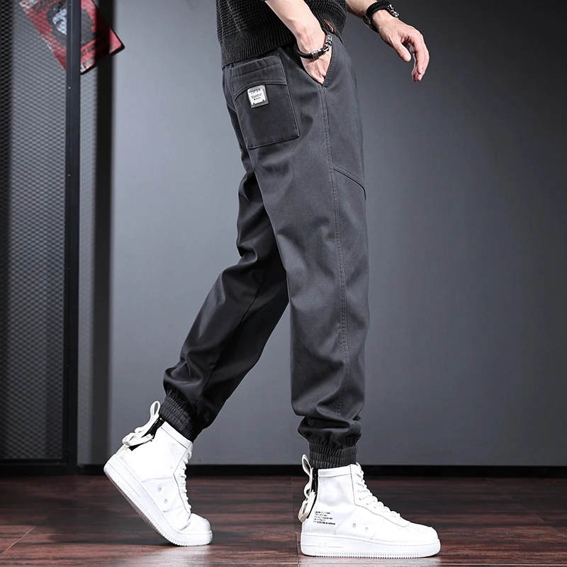 Cebrodz男潮流宽松加绒裤秋冬季新款松紧腰大码高端休闲裤