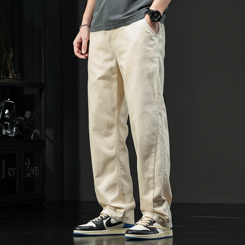 Cebrodz直筒裤夏季牛仔裤美式垂感阔腿日系潮流休闲裤百搭男复古