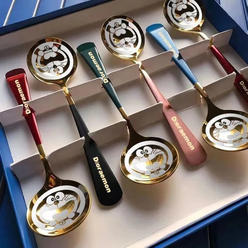 创意不锈钢星巴勺子家用厚款长柄轻奢咖啡勺吃饭勺高档精致圆勺