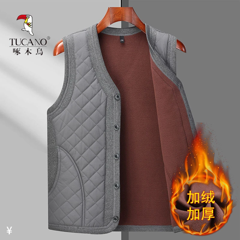 啄木鸟秋冬中老年马甲男加绒加厚马甲爸爸装保暖背心老头坎肩爷爷