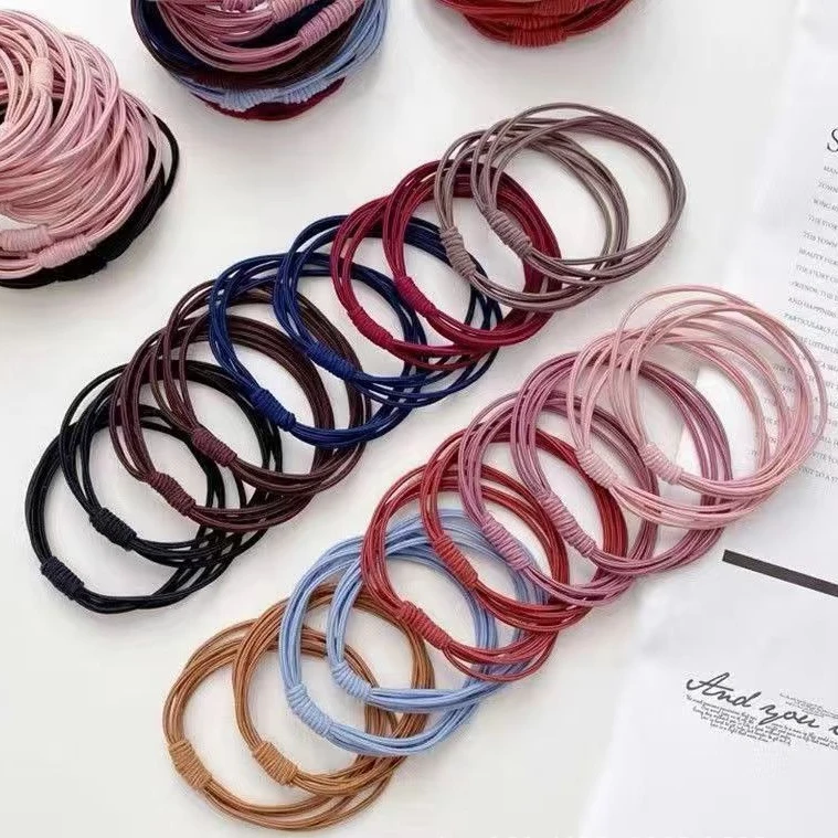 少女高弹力发绳韩版不伤发头绳四合一可爱小清新简约百搭甜美黑色