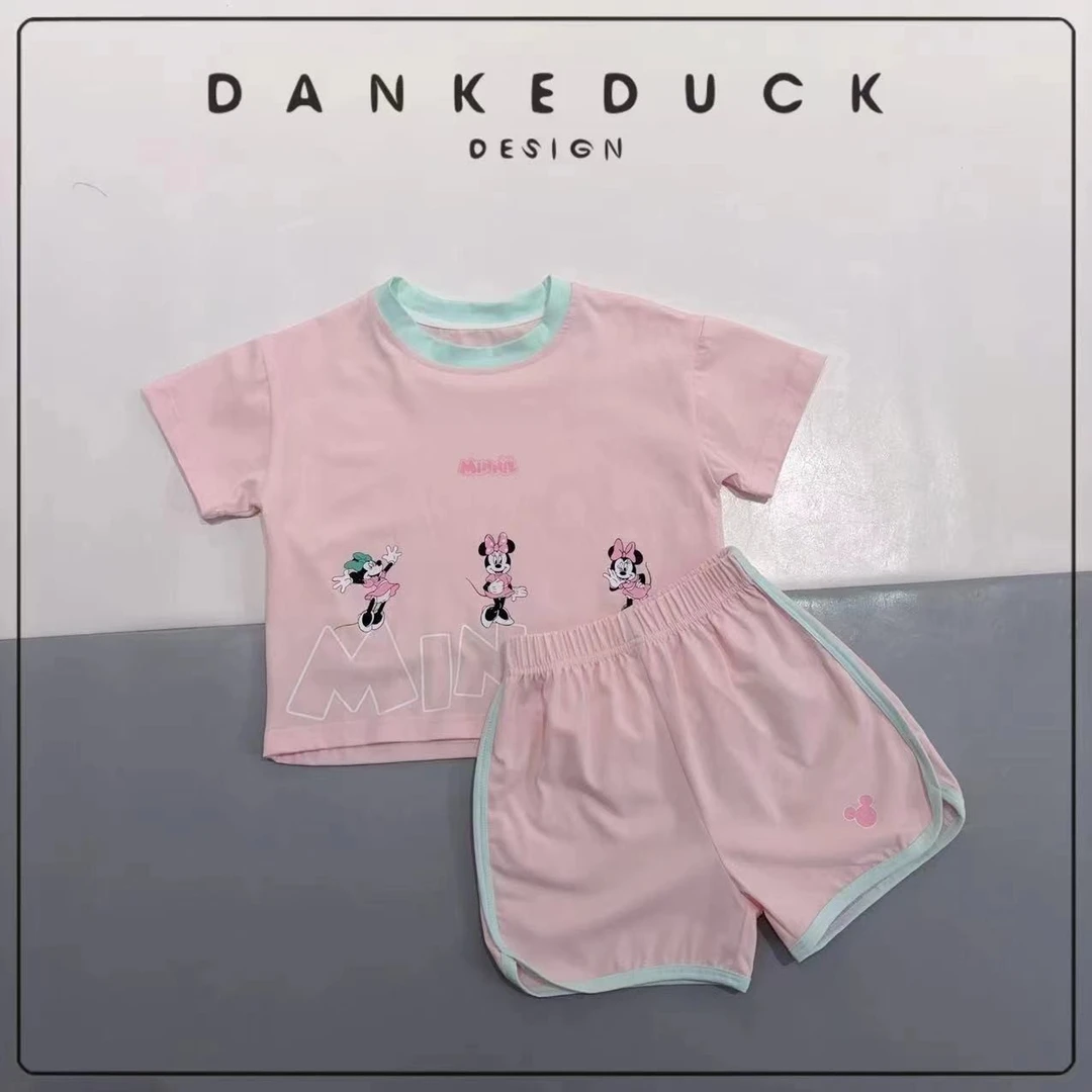 BH-40562-儿童女童夏季休闲粉色韩版百搭气质套装