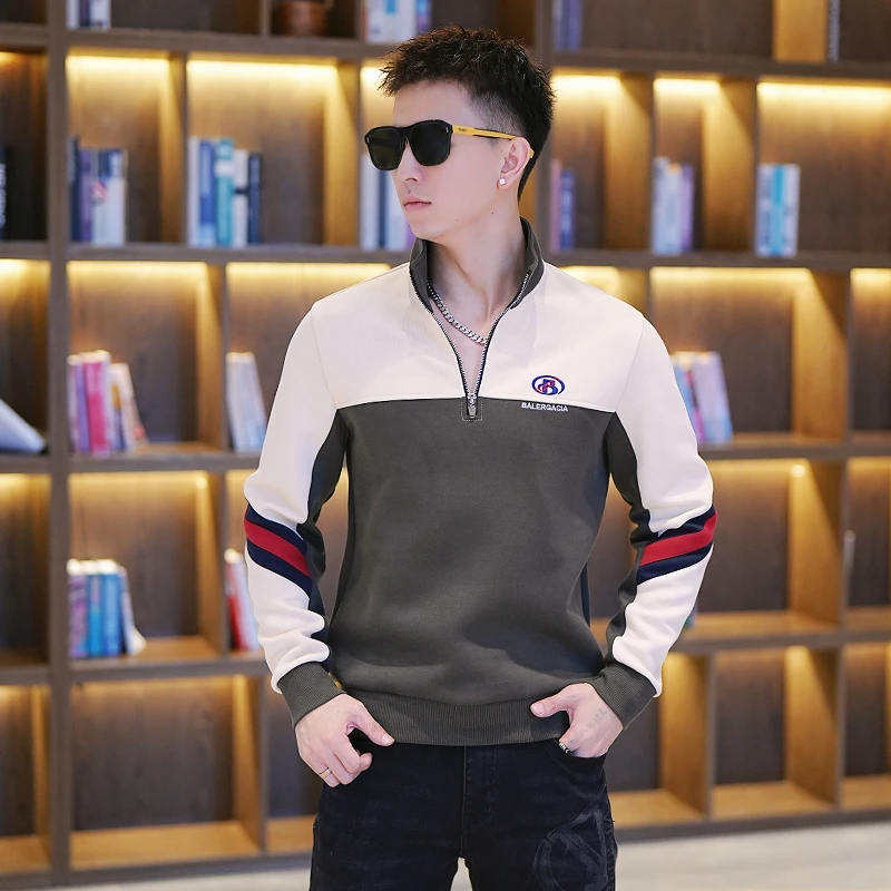 【清福利+】 秋款男装慵懒风潮牌重磅质感长袖休闲polo领百搭上衣