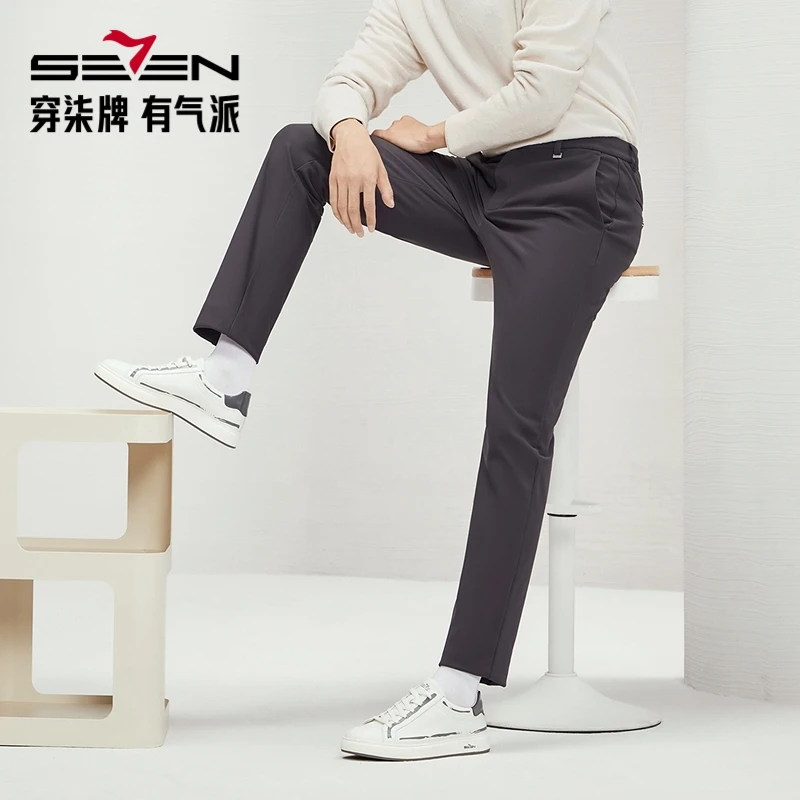 【复合加绒】柒牌男士休闲裤2025秋冬弹力加绒加厚长裤子高级感男装