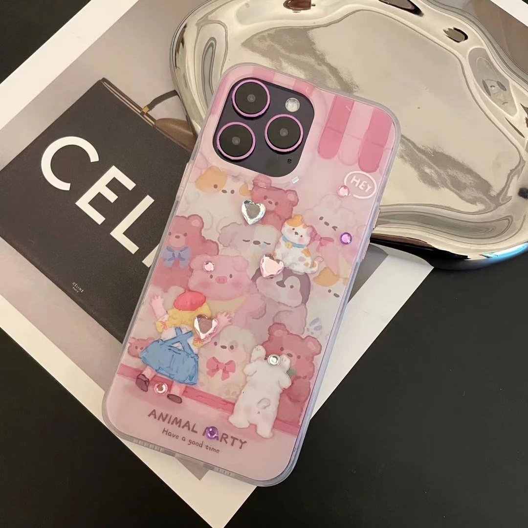 卡通可爱油画橱窗小动物适用苹果14promax/iPhone13/12pro手机壳